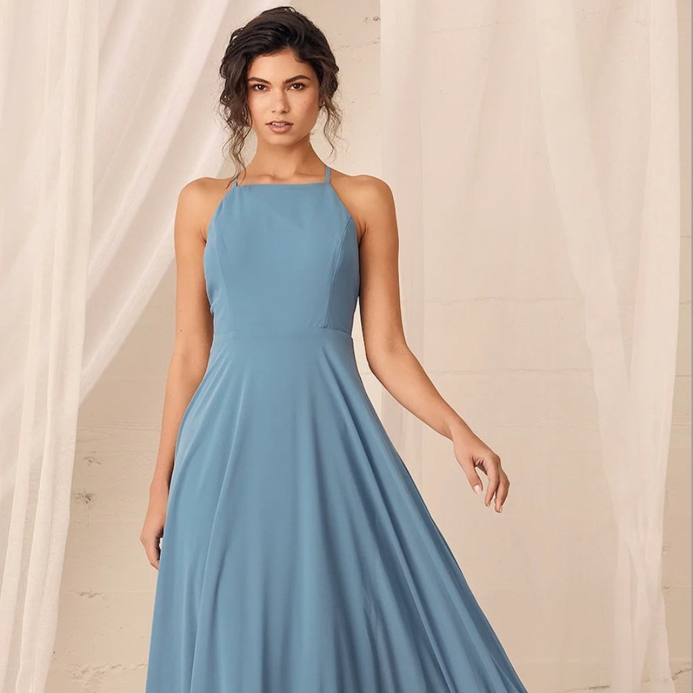 Lulu's Mythical Kind of Love Slate Blue Maxi Dress